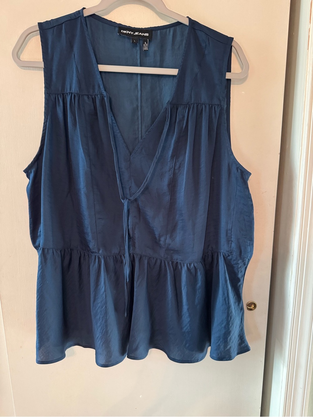 DKNY Blue Sleeveless Tie String Top Women’s Size XL